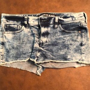 Express distressed denim shorts
